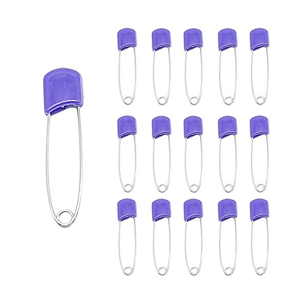 安全ピン。パープル/54mm/US-JJ-JS-BZ-ET・? プラスチックヘッド安全ピン オムツ服 ドレスクラフトホールドクリップ用・? 素材:ステンレススチール+プラスチック。・? サイズ:長さ約54mm/2.2インチ。・? 数量:50...