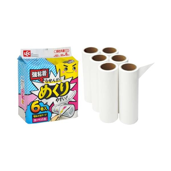 他サイト： レック 激落ちくん らせん状に切れてる めくりやすい 粘着テープ (90周巻×6巻入) 各社共通サイズ 強粘着の商品画像