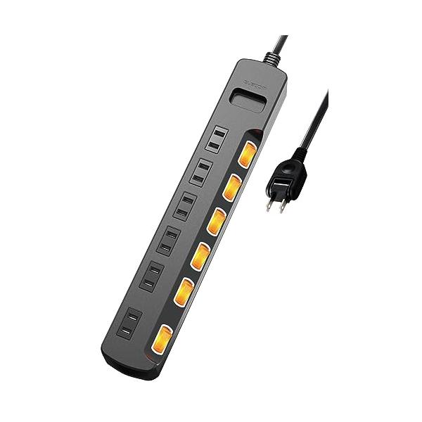 エレコム 電源タップ ほこり防止シャッター付　雷ガードタップ 6個口 コードタップ コンセント 延長コード タップ OAタップ ブラック 3.0m┃T-K6A-2630BK