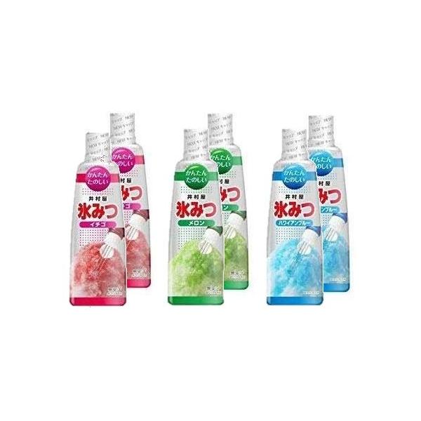 井村屋 かき氷シロップ 「 氷みつ 」 3種各2本計6本セット (いちご ・ メロン ・ ブルーハワイ) 各330g
