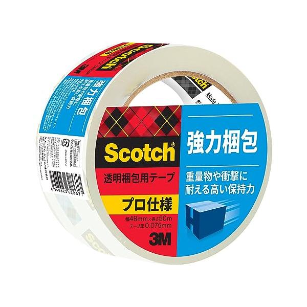 3M スコッチ ガムテープ 透明梱包用テープ 強力梱包 48mm×50m 1巻 3850AS