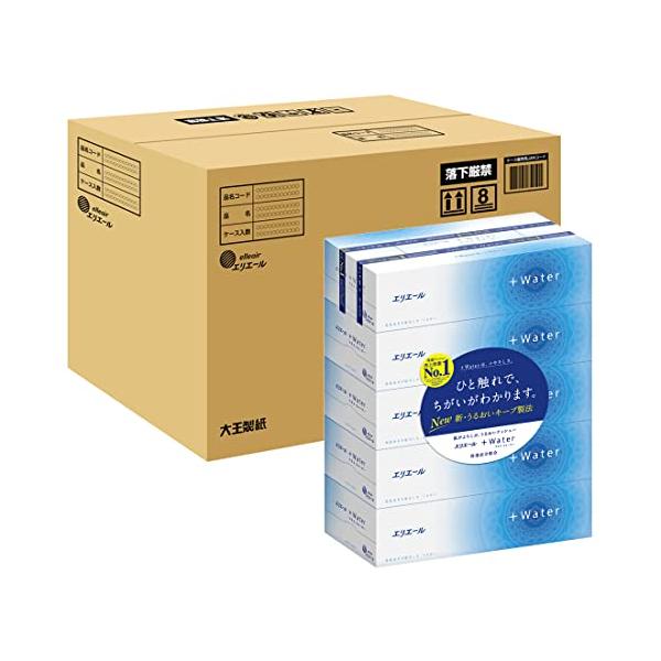 エリエール ティッシュ プラスウォーター(+Water) 180組×50箱 (5箱×10パック) パルプ100% ケース販売