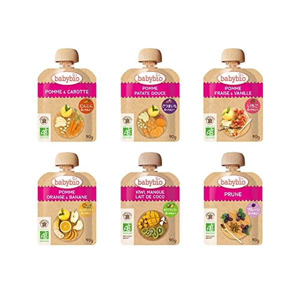 他サイト： ミトク ベビービオ 有機ベビースムージー アップル・キャロット 90g ・ アップル・スイートポテト 90g・ アップル・ストロベリー・バニラの商品画像
