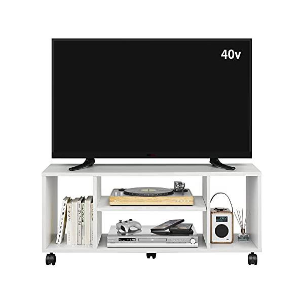 テレビ台ホワイト/幅90*奥行30*高さ38cm/ADSG607WH・Color:ホワイト・大容量収納付きのオープンタイプDEVAISEのテレビ台は4つのオープン収納スペースを備えており、収納容量が大幅に向上しています。両側のスペースにはP...