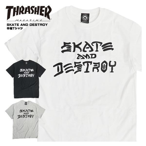 THRASHER Tシャツ スラッシャー スケートアンドデストロイ ロゴプリント 半袖 Tシャツ メンズ クルーネック THRASHER-127