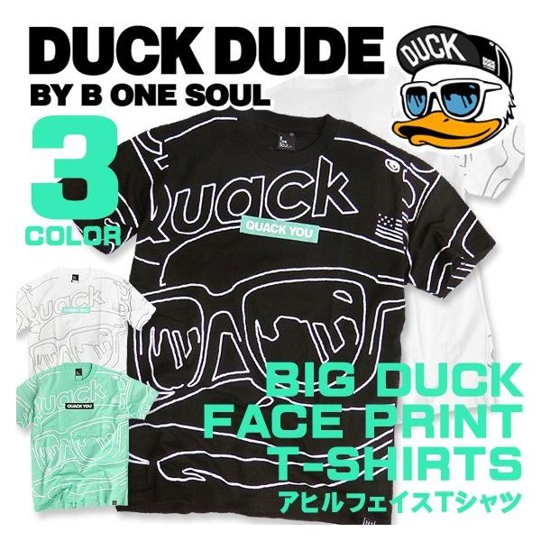 DUCK DUDE ダックデュード メンズ 半袖Tシャツ アヒルビッグフェイスプリントがかっこいい ボックスロゴと袖プリントがお洒落 TSS-226
