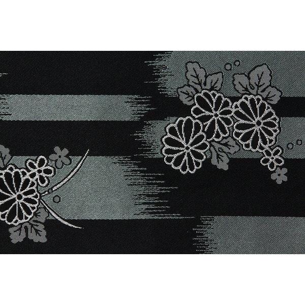 黒地　青　刷毛目文　横縞　菊（キク）