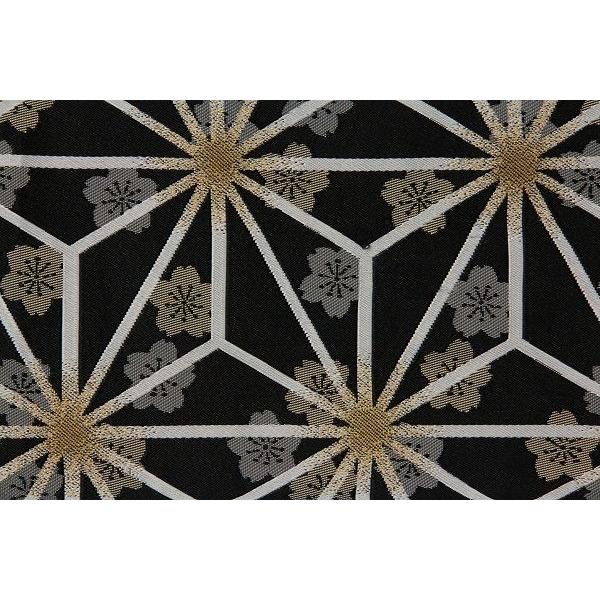 黒地　ベージュ　麻葉文　サクラ（桜）