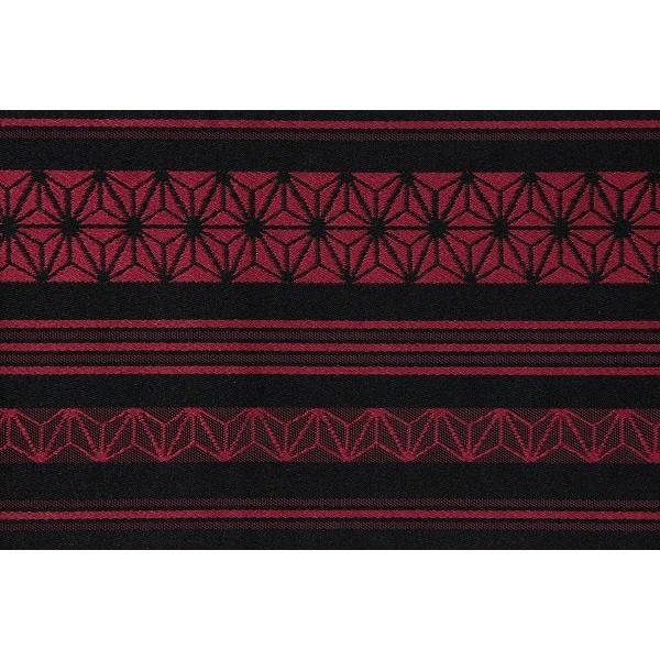 黒地　赤　博多献上柄　麻葉文　縞（ストライプ）