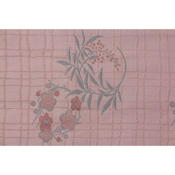 ピンク地　花輪文　梅　格子