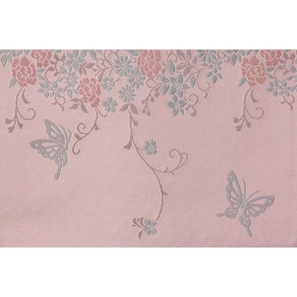 ピンク地　蝶々（ちょうちょう）　バラ（薔薇）