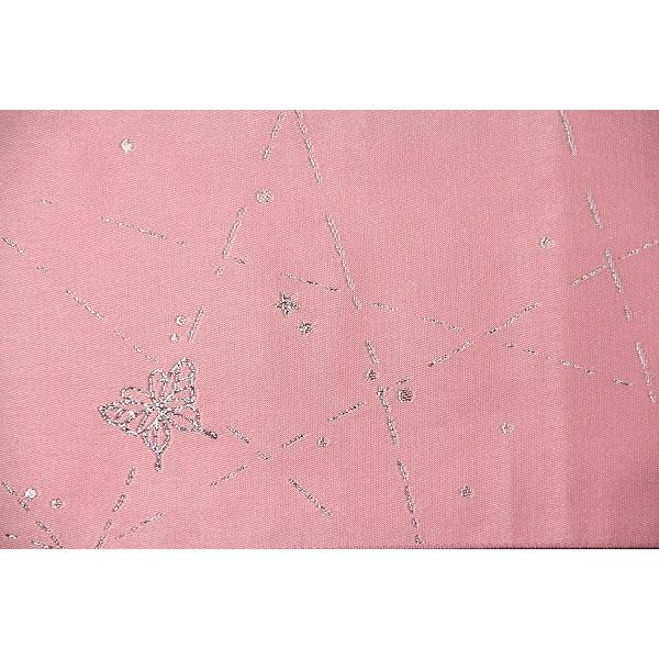 【夏物・浴衣用　単衣用】<br>ピンク　蝶々　星　ラメ