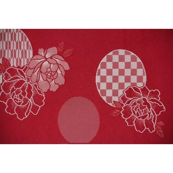 赤色地　丸文　バラ（薔薇）　牡丹（ボタン）