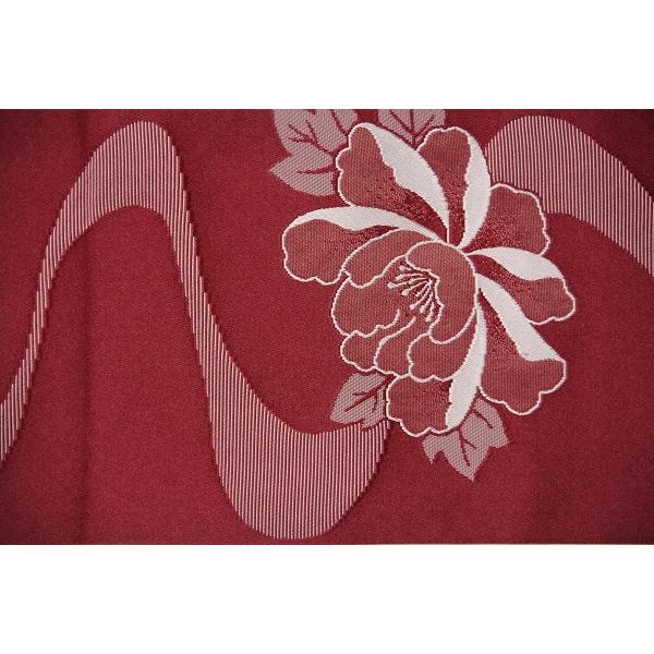 赤色地　牡丹（ボタン）　ツバキ（椿）　バラ（薔薇）　流水文