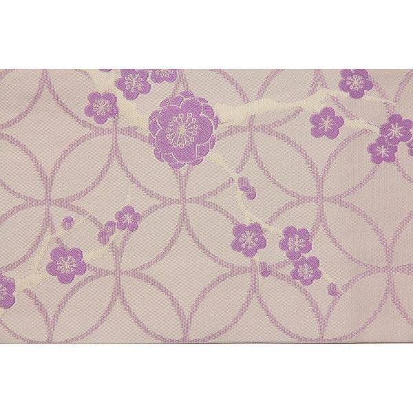 白地　赤紫　七宝柄　梅