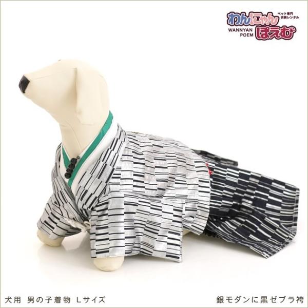 ペット着物レンタル 中型犬 男の子 dl-002 ペット衣装 犬の着物 動物衣装 往復送料無料 高級生地 かわいい 結婚式 七五三 撮影会 かっこいい「銀モダンに黒ゼブラ袴」【おすすめ用途】 七五三・初詣・結婚式・イベント・撮影会など【適応...