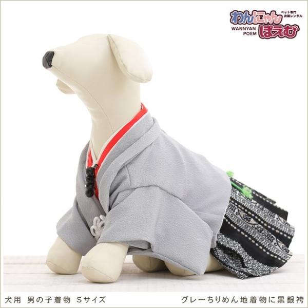 ペット着物レンタル 小型犬 男の子 ds-012 ペット衣装 犬の着物 動物衣装 往復送料無料 高級生地 かわいい 結婚式 七五三 撮影会 かっこいい「グレーちりめん地着物に黒銀袴」【おすすめ用途】 七五三・初詣・結婚式・イベント・撮影会な...