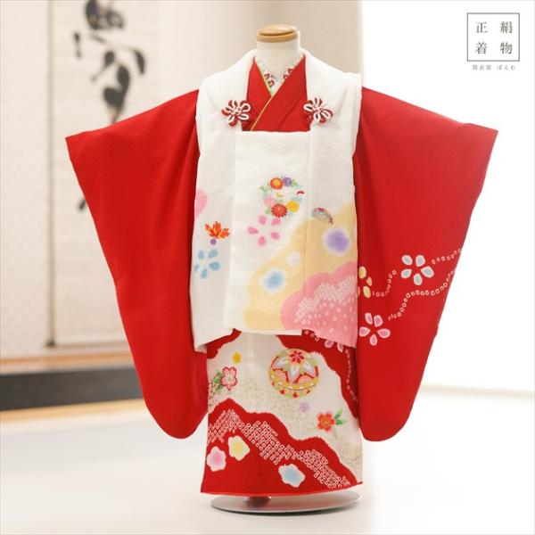 3歳女の子 正絹 着物 七五三レンタル 被布セット f1608 子供着物 人気