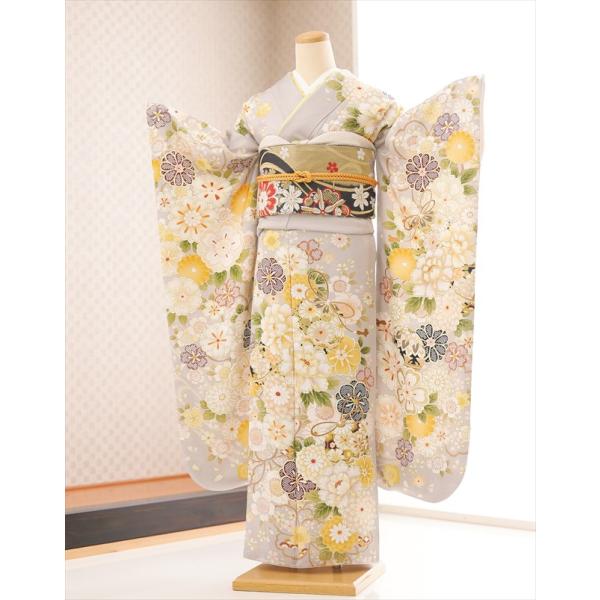 振袖 レンタル 成人式 fb1501 結婚式 結納 食事会 卒業式 フルセット 振り袖レンタル 前撮り 着物レンタル 古典 レトロ 春の成人式 往復送料無料「Close Fit」ブランド くすみグレーに慶び絢爛吉祥華【サイズ】対応身長…15...