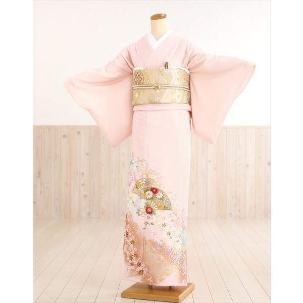 上品　色留袖　扇　作家物　袋帯　薄ピンク　４点フルセット　卒業式　結婚式　吉祥 rental-poem_it041
