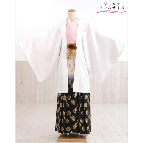 160cm前後対応 小学校卒業式 ジュニア紋付袴レンタル 男 jbmo816-4【フルセット】大きめ12歳前後 小学生 羽織袴 男性着物 貸衣装 kimono イベント 和服 往復送料無料 「白地羽織に武田菱×ピンク着物」 【サイズ】身長…...