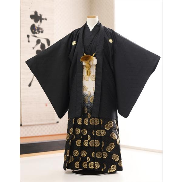 卒業式 袴レンタル 小学校 男 ジュニア jmo106 小学生 紋付袴レンタル フルセット 羽織袴 袴 男性着物レンタル １２歳 十三参り 小学校卒業式 結婚式 145cm〜155cm イベント 和服 往復送料無料 スタイルブラック×白黒金...
