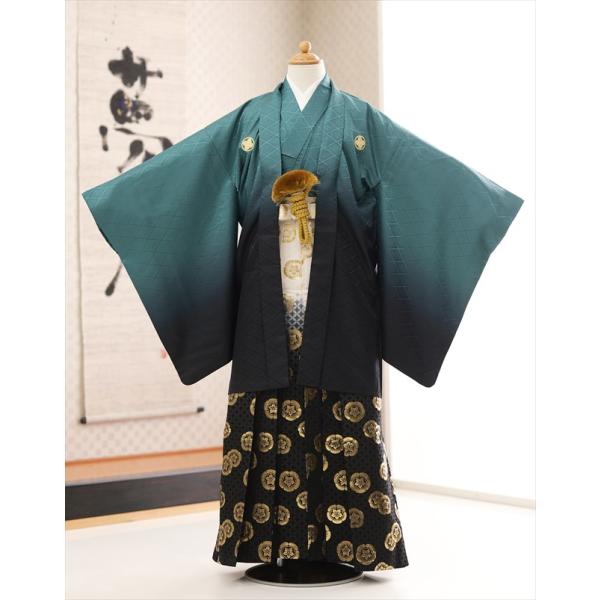 卒業式 袴レンタル 小学校 男 ジュニア jmo109 小学生 紋付袴レンタル フルセット 羽織袴 袴 男性着物レンタル １２歳 十三参り 小学校卒業式 結婚式 145cm〜155cm イベント 和服 往復送料無料 緑ぼかし慶び白黒金ぼかし...