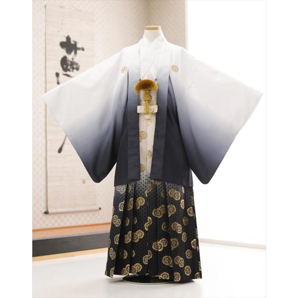 卒業式 袴レンタル 小学校 男 ジュニア jmo154 小学生 紋付袴レンタル フルセット 羽織袴 袴 男性着物レンタル １２歳 十三参り 小学校卒業式 結婚式 Sサイズ 150cm 155cm イベント 和服 往復送料無料「上品な白黒ぼか...