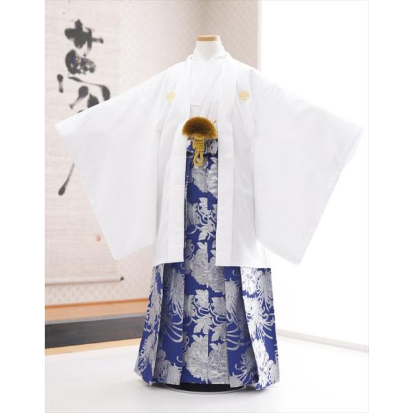 卒業式 袴レンタル 小学校 男 ジュニア jmo157 小学生 紋付袴レンタル フルセット 羽織袴 袴 男性着物レンタル １２歳 十三参り 小学校卒業式 結婚式 145cm〜155cm イベント 和服 往復送料無料 白地に青銀吉祥縁起高級袴...