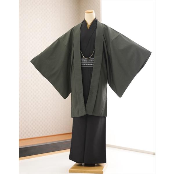 着物レンタル 男 kmo012s メンズ着物 男性着物レンタル かんたん着付け ワンタッチ着付け 着流し 羽織 kimono 正月 1月 イベント 和服 人気 2026 kimono 濃オリーブグリーン×スタイリッシュモダン 往復送料無料【...
