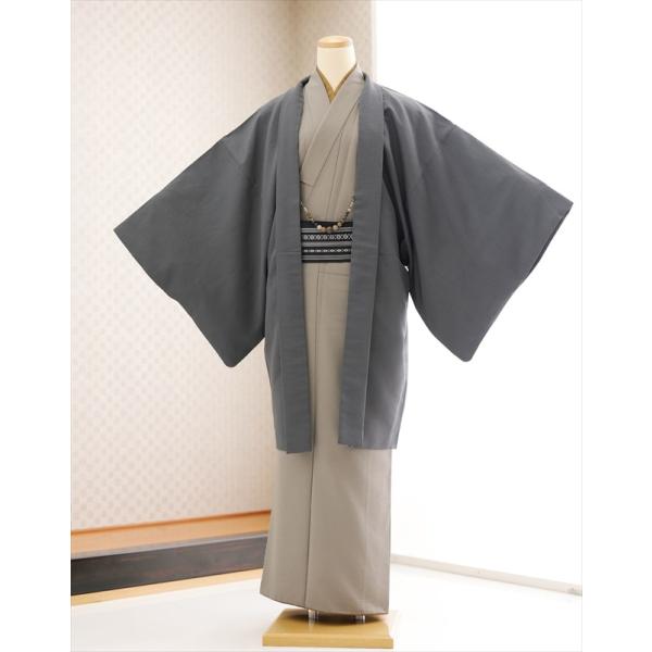 着物レンタル 男 kmo014 メンズ着物 男性着物レンタル かんたん着付け ワンタッチ着付け 着流し 町歩き 七五三のパパ 父親 羽織 kimono 二次会 イベント 和服 人気 スタイリッシュグレー×ベージュモダン【身　長】160cm〜...
