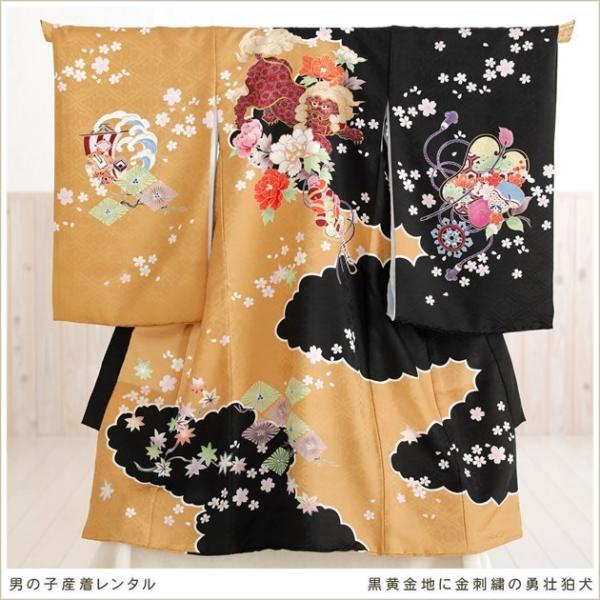 男の子お宮参りセット　正絹着物　ベビードレス rental-poem_md2055