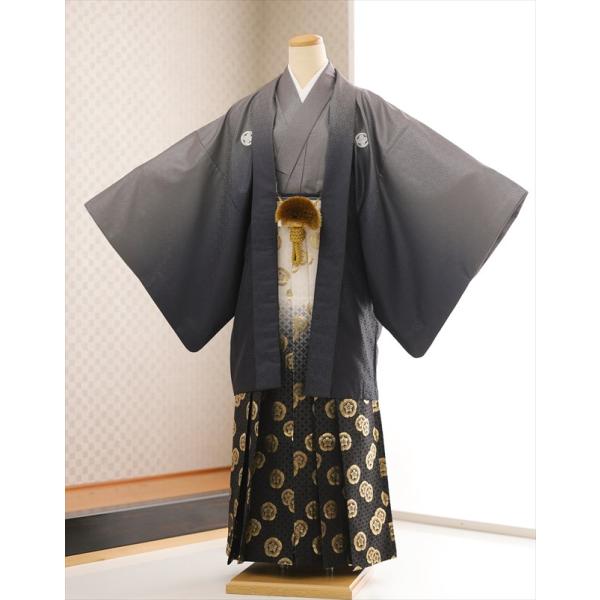 卒業式 結婚式 紋付袴レンタル mo260 フルセット 羽織袴 メンズ 着物レンタル かっこいい おしゃれ モダン 袴レンタル 男性着物 貸衣装 kimono 二次会 前撮り イベント 和服 往復送料無料 きれいな黒ぼかし吉祥モダン【サイズ...