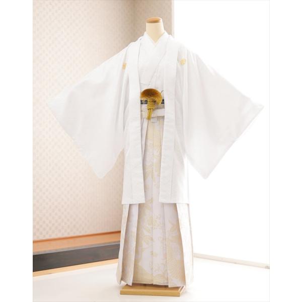 卒業式 結婚式 紋付袴レンタル mo268 フルセット 羽織袴 メンズ 着物レンタル かっこいい おしゃれ モダン 袴レンタル 男性着物 貸衣装 kimono 二次会 前撮り イベント 和服 往復送料無料 白×アイボリー吉祥文様高級袴【サイ...