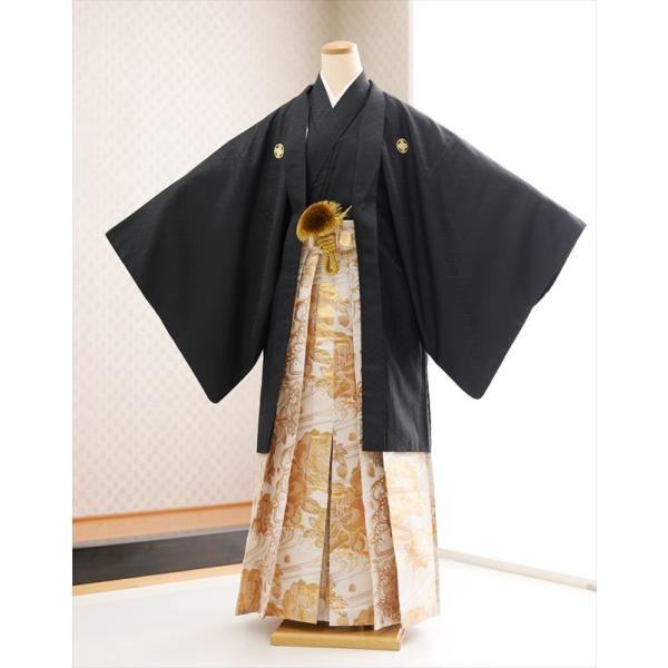 卒業式 結婚式 紋付袴レンタル mo284 フルセット 羽織袴 メンズ 着物レンタル かっこいい おしゃれ モダン 袴レンタル 男性着物 貸衣装 kimono 二次会 前撮り イベント 和服 往復送料無料 スタイルブラック高級金華勇壮袴【サ...