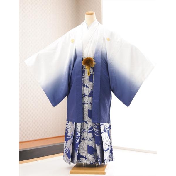 成人式 男 紋付袴 レンタル mo285s フルセット 羽織袴レンタル メンズ 着物レンタル 袴レンタル 男性着物 成人式レンタル 二十歳 １月 貸衣装 和服 hakama 成人式袴 2026 白紺ぼかし×青銀吉祥縁起高級袴【サイズ】身長…...