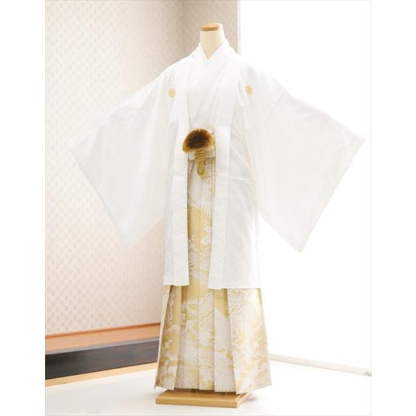 卒業式 袴レンタル 男 mo297 紋付袴 紋付きフルセット 羽織袴レンタル 着物レンタル 袴レンタル 男性着物 貸衣装 卒業式 kimono 結婚式 二次会 前撮り イベント 和服 往復送料無料「白地に金彩り飛翔鶴華高級袴」【サイズ】身長...