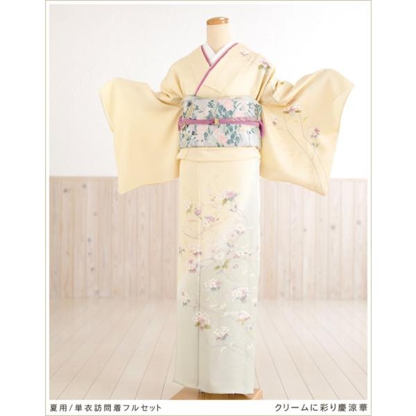 夏用 単衣 訪問着レンタル sh1083 着物レンタル フルセット ママ 母親