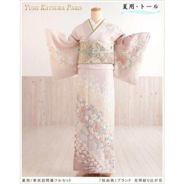 夏用 単衣 トールサイズ 訪問着レンタル sh1142t 着物レンタル 170cm前後 高身長対応 ママ 母親 結婚式 七五三「桂由美」ブランド 吉祥絞り辻が花
