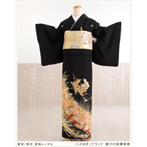 夏用 単衣 留袖レンタル sts733 母親 黒留袖 留め袖 結婚式 単 着物