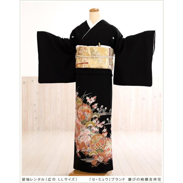 大きいサイズ 留袖レンタル th018 黒留袖レンタル 留め袖 結婚式「セ