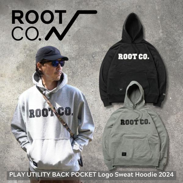 ROOT CO. ルート コー PLAY UTILITY BACK POCKET Logo Sweat Hoodie 2024 パーカー プルオーバー フーディー 背面ポケット USAコットン