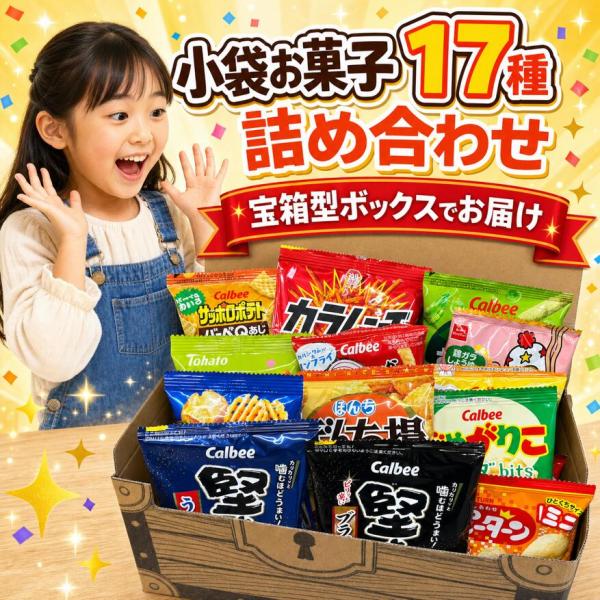 お菓子 詰め合わせ スナック菓子 宝箱 17種各1袋 計17袋 小袋 こども 景品 大容量 アソート 爆買