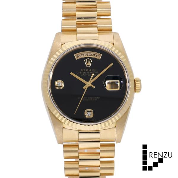 デイデイト [中古]ロレックス オニキス×2Pダイヤ 18238 2BR A番 メンズ