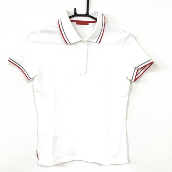 ☆SALE70%OFF☆【美品】PRADA プラダ 半袖ポロシャツ 白×レッド×グレー