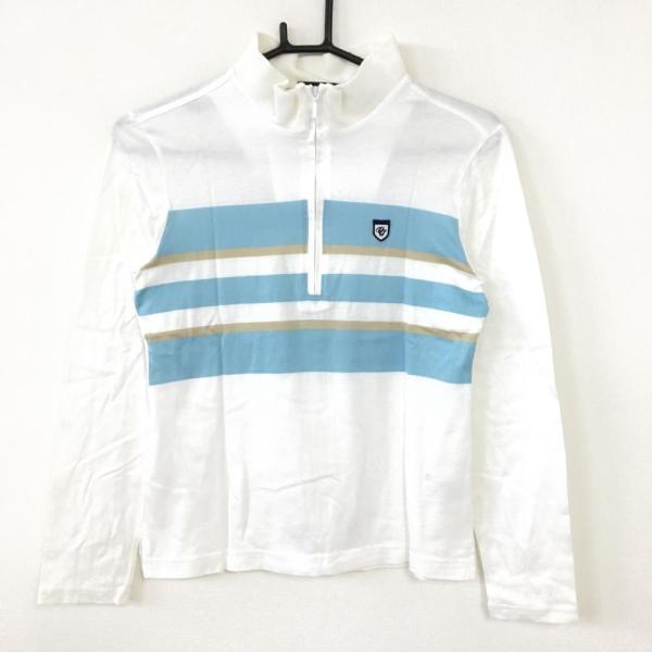 23区GOLF レディース ハイネック長袖シャツ ホワイト 70%OFF価格／(美品)23区 23区スポーツ 長袖ハイネックシャツ 白×ライト