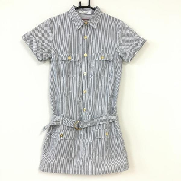 値下げ！美品マークアンドロナ　ストライプ 半袖 ワンピース 超美品】MARK＆LONA マークアンドロナ 半袖ワンピース 内側インナー