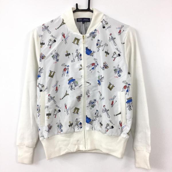 23区GOLF 23区ゴルフ 異素材ジャケットブルゾン 白×レッド 一部柄