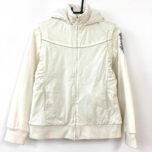 パーリーゲイツ ゴルフ 総柄 ウインドブルゾン フード付き 女性用 1サイズ PEARLY GATES バービーゴルフ byパーリーゲイツ フード付きブルゾン 白