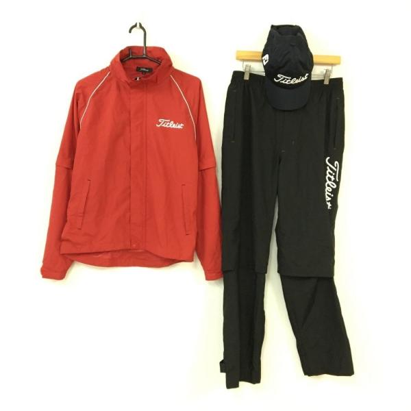 美品❗️タイトリス　3L レインウェア　上下セット　レッド　ブラック　2way ☆20%OFF価格☆【美品】TITLEIST タイトリスト レインウェア 3点